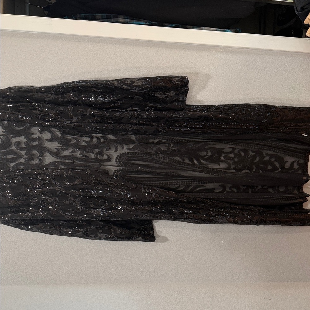 Elegant Black Sequin Duster